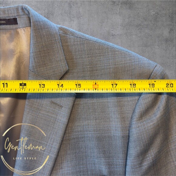 TASSO ELBA Mens Blazer Sport Coat Two Button Jacket 42R Wool/Cashmere Glen Plaid - Picture 6 of 11